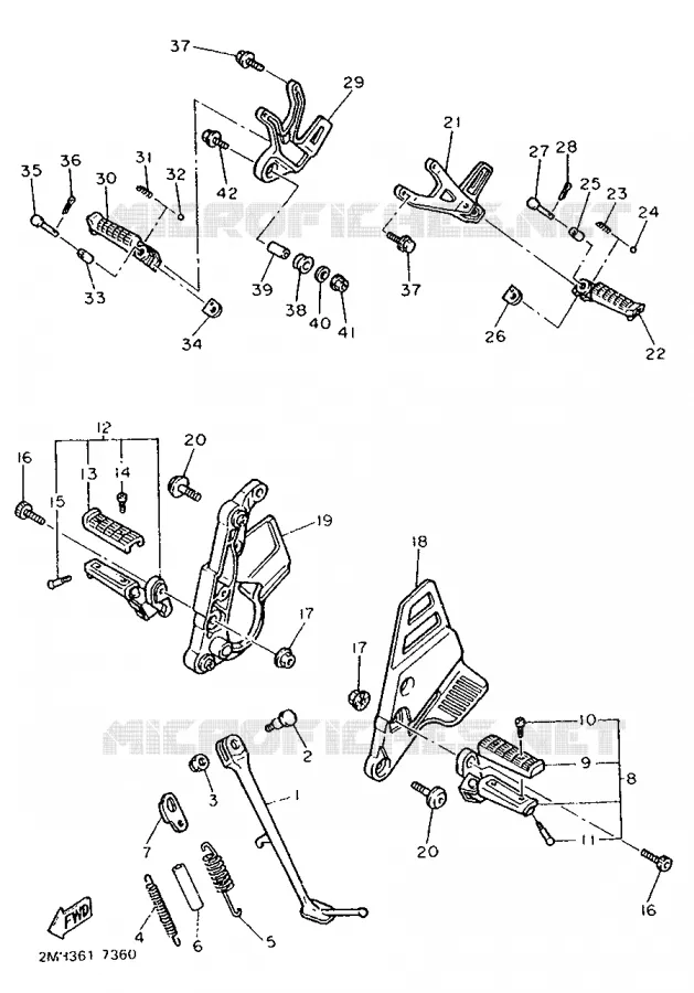 SUPPORT / REPOSE PIEDS Yamaha MOTO 750 1990 FZ  FZ750