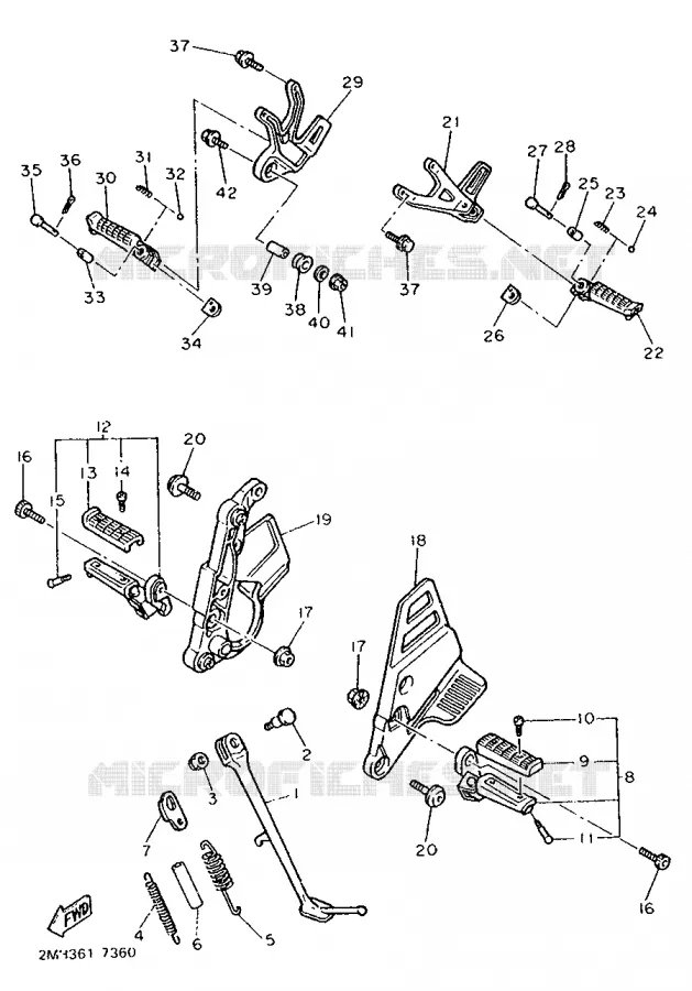 SUPPORT / REPOSE PIEDS Yamaha MOTO 750 1990 FZ  FZ750