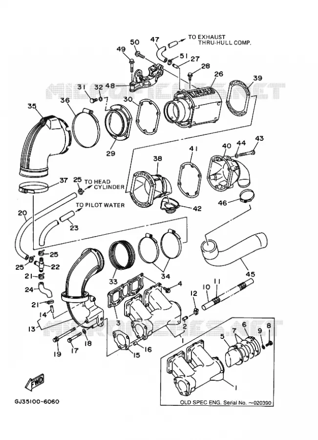 ECHAPPEMENT 1 Yamaha WAVERUNNER 700 1996 JET  WVT700