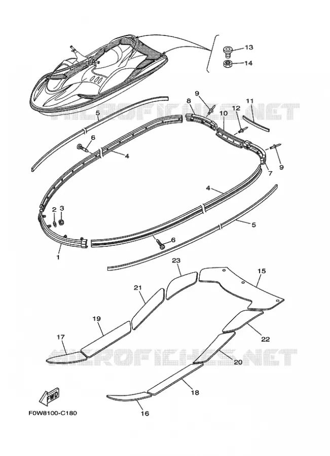 GUNWALE & MAT Yamaha WAVERUNNER 800 2005 JET  GP800A GP800A-D