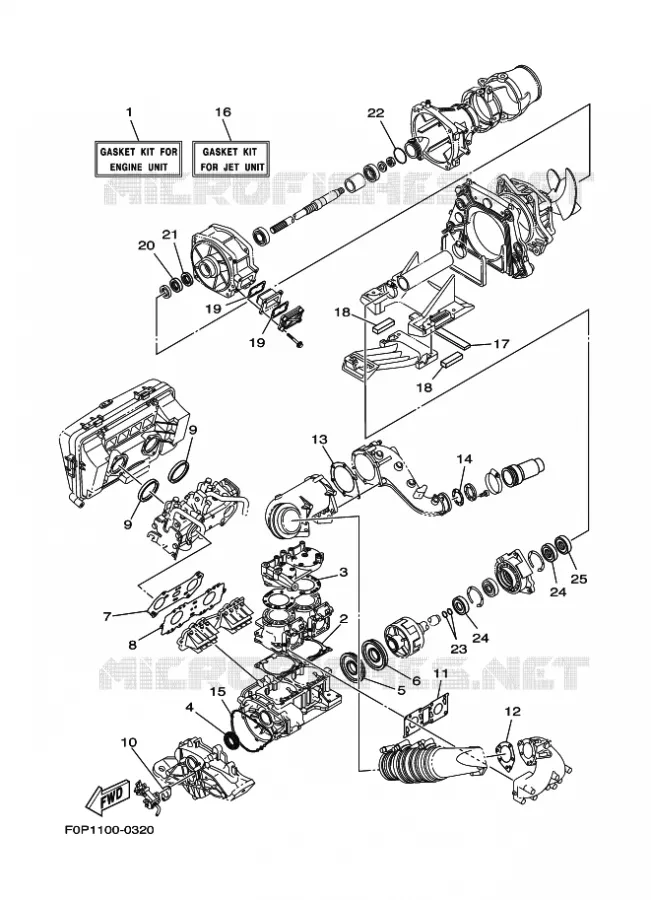 KIT DE REPARATION 1 Yamaha WAVERUNNER 700 2003 JET  JET FOR F1F