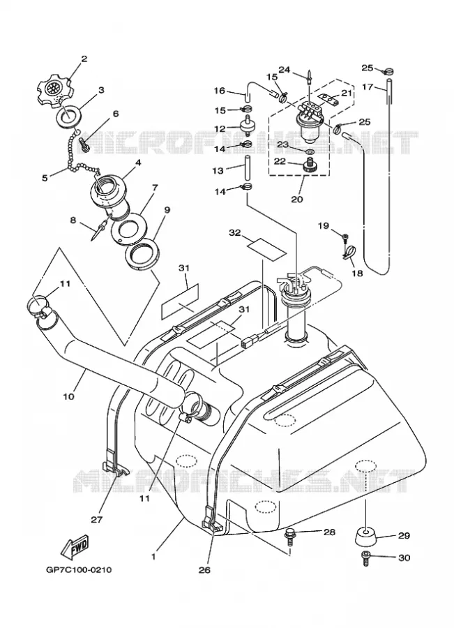 RESERVOIR A ESSENCE Yamaha WAVERUNNER 760 2000 JET  JET FOR GP760
