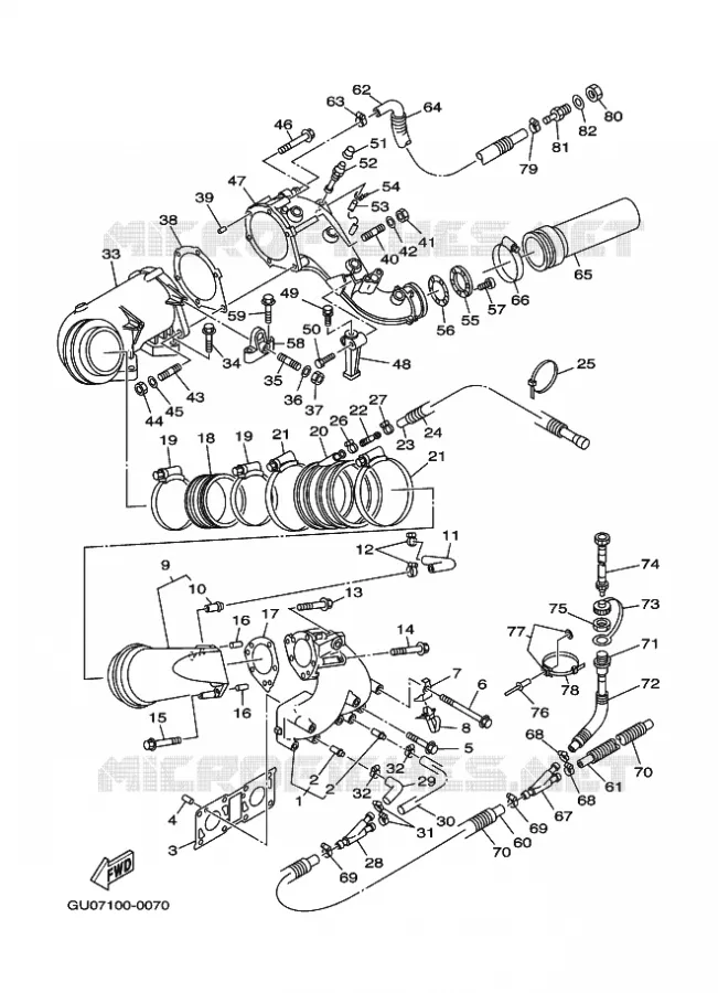 ECHAPPEMENT 1 Yamaha WAVERUNNER 800 2000 JET  JET FOT GP800Y