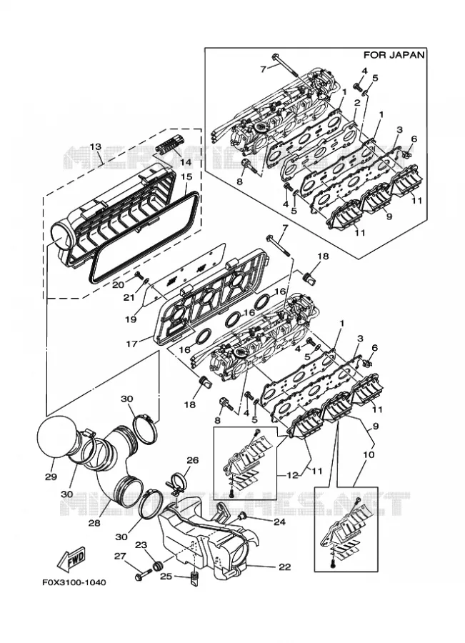 ADMISSION Yamaha WAVERUNNER 1200 2001 ENGINE  ENG FOR GP1200