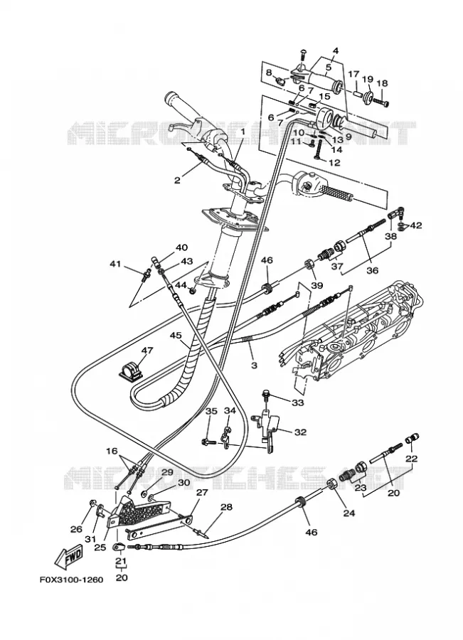 CABLE DE COMMANDE Yamaha WAVERUNNER 1200 2001 ENGINE  ENG FOR GP1200