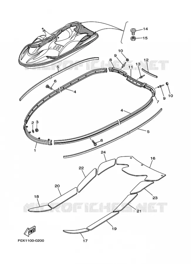 GUNWALE & MAT Yamaha WAVERUNNER 1200 2000 ENGINE  ENG FOR GP1200