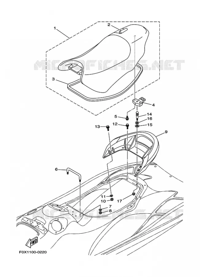 SELLE / SERRURE Yamaha WAVERUNNER 1200 2000 ENGINE  ENG FOR GP1200