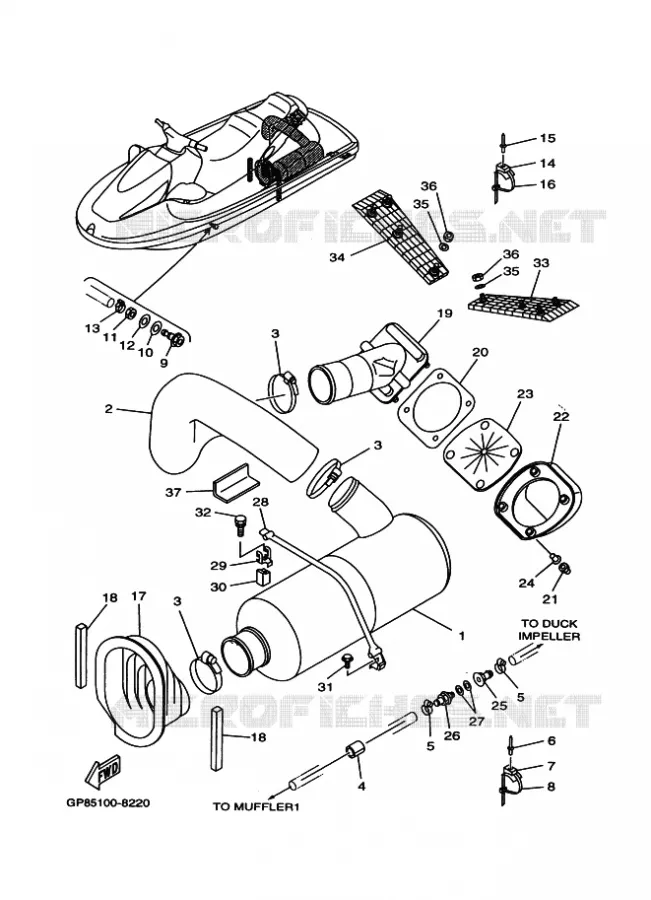 ECHAPPEMENT 2 Yamaha WAVERUNNER 1200 1998 JET  GP1200W
