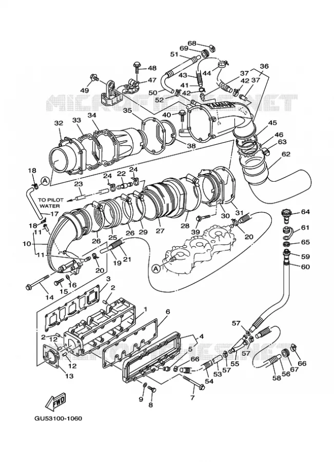 ECHAPPEMENT 1 Yamaha WAVERUNNER 1200 2003 JET  JET FOR SV1200Y
