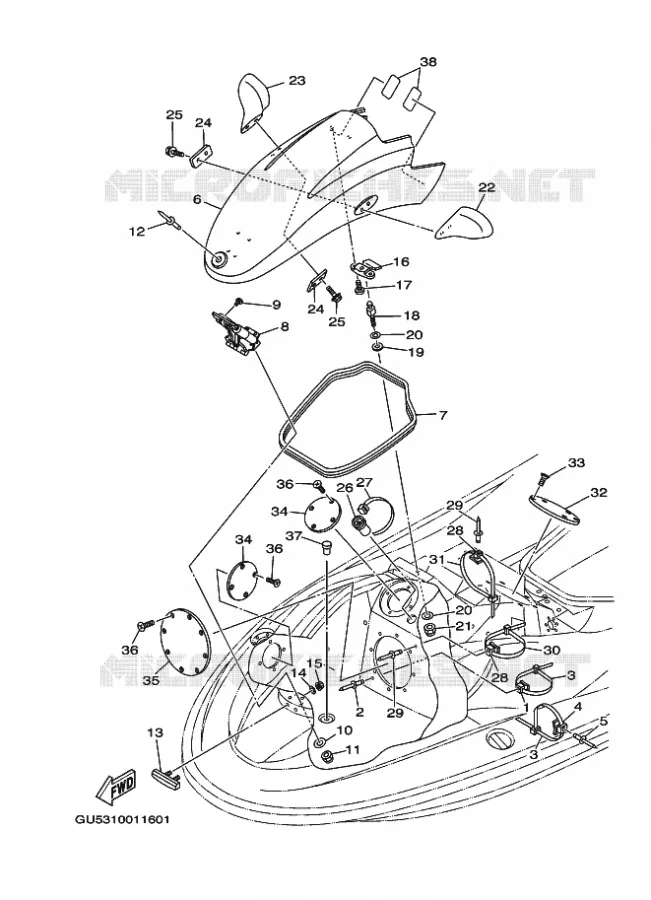 ENGINE HATCH 2 Yamaha WAVERUNNER 1200 2003 JET  JET FOR SV1200Y