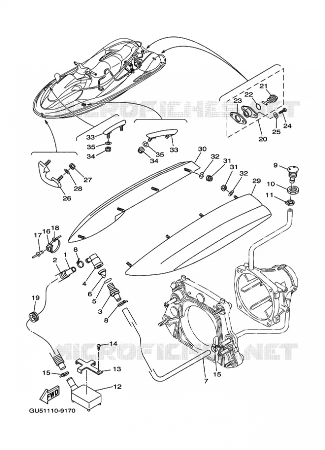 HULL & DECK Yamaha WAVERUNNER 1200 2000 JET  JET FOR SV1200Y