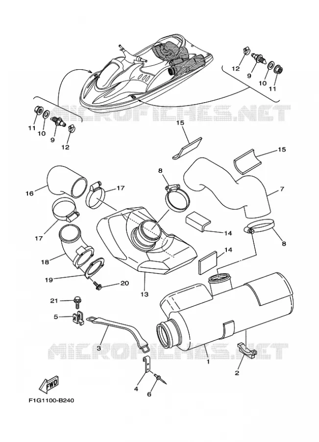 ECHAPPEMENT 3 Yamaha WAVERUNNER 1300 2003 JET  JET FOR GP1300