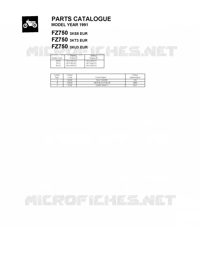 * CATALOG PREFACE * Yamaha MOTO 750 1991 FZ  FZ750