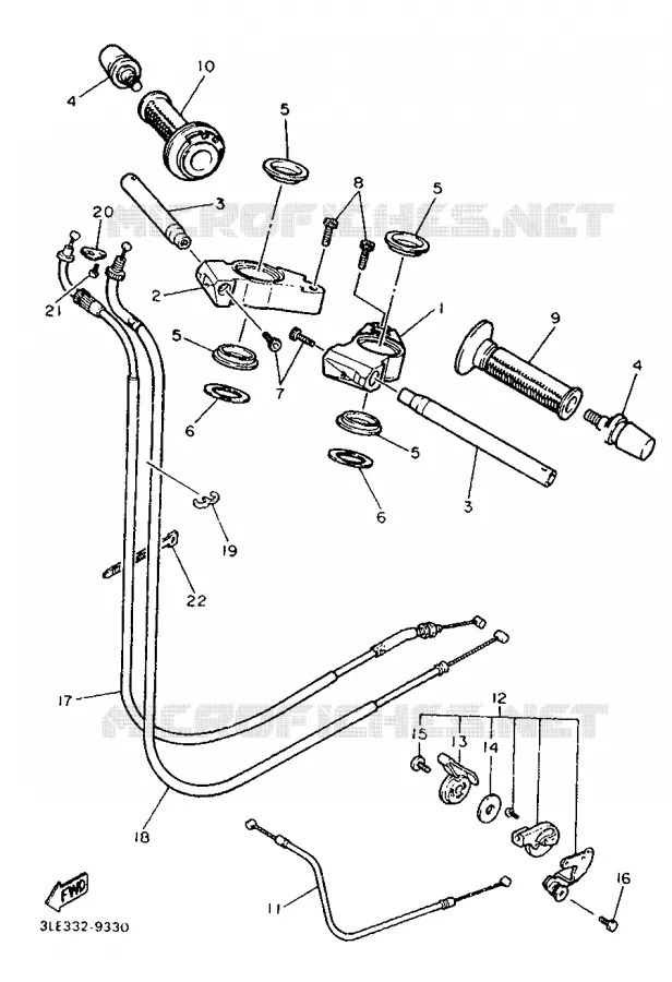 GUIDON ET CABLES Yamaha MOTO 1000 1989 FZR  FZR1000