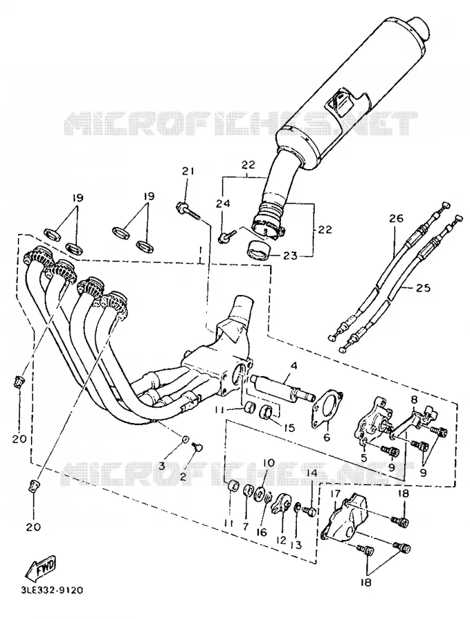 ECHAPPEMENT Yamaha MOTO 1000 1990 FZR  FZR1000