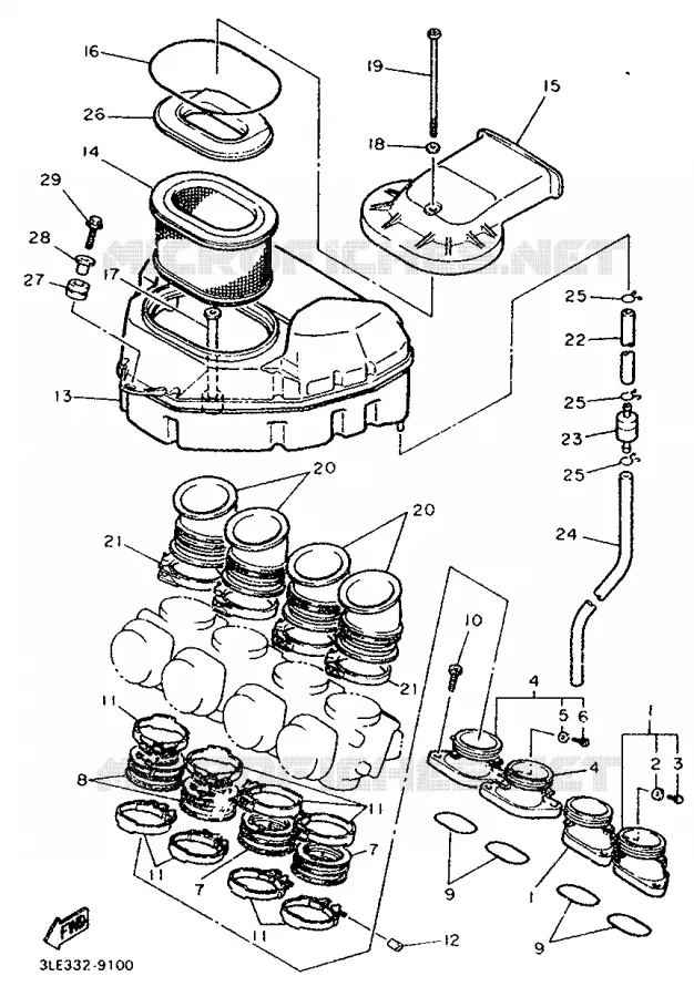 ECHAPPEMENT Yamaha MOTO 1000 1990 FZR  FZR1000
