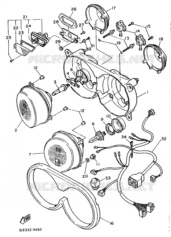 PHARE  Yamaha MOTO 1000 1990 FZR  FZR1000