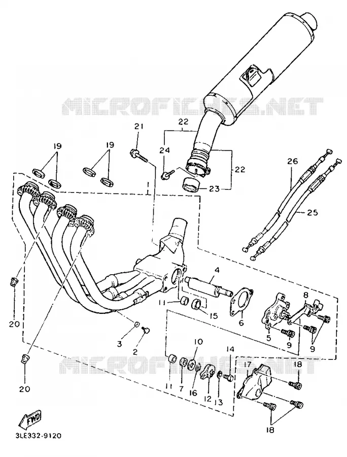 ECHAPPEMENT Yamaha MOTO 1000 1990 FZR  FZR1000