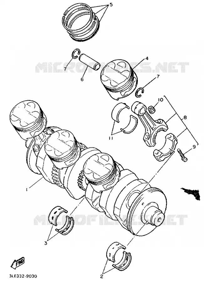 VILEBREQUIN / PISTON Yamaha MOTO 1000 1991 FZR  FZR1000