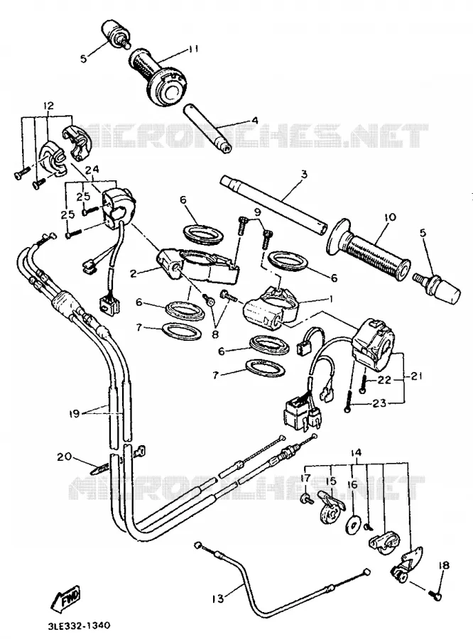 GUIDON ET CABLES Yamaha MOTO 1000 1991 FZR  FZR1000