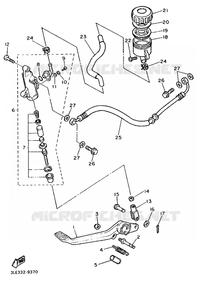 MAITRE CYLINDRE DE FREIN ARRIERE Yamaha MOTO 1000 1991 FZR  FZR1000