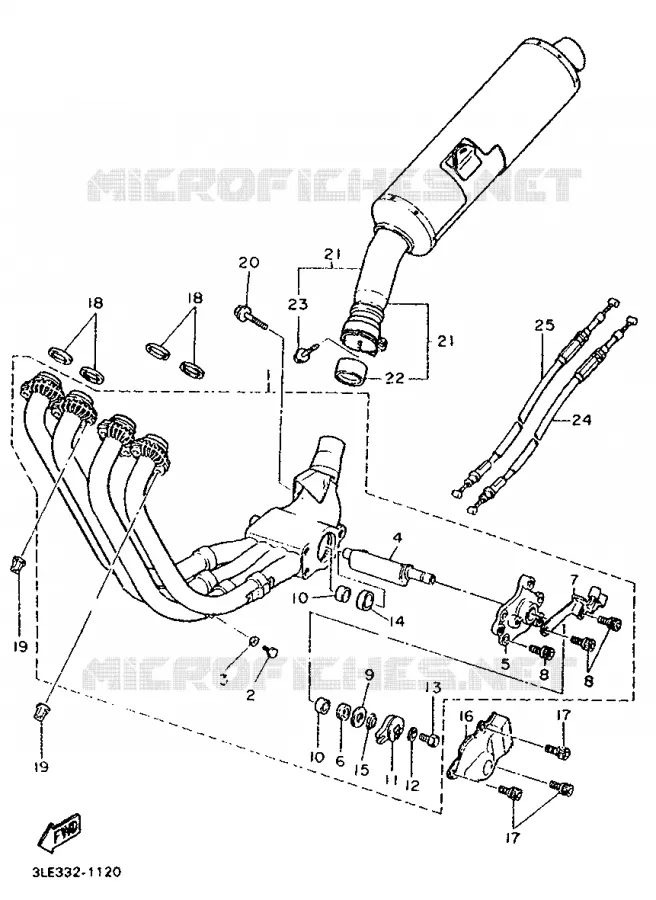 ECHAPPEMENT Yamaha MOTO 1000 1992 FZR  FZR1000