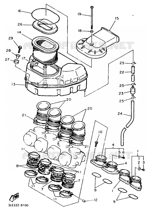 ECHAPPEMENT Yamaha MOTO 1000 1992 FZR  FZR1000