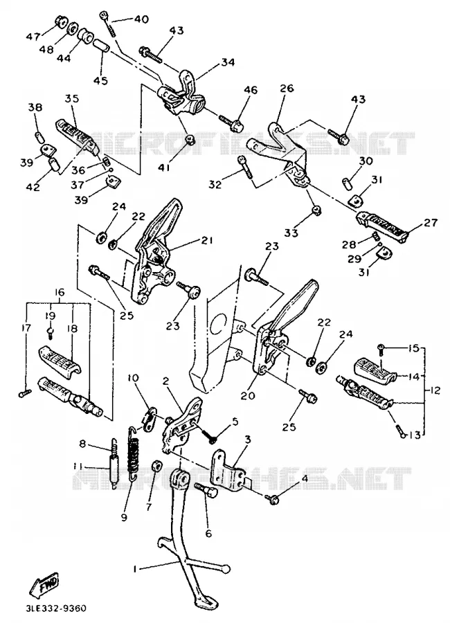 SUPPORT / REPOSE PIEDS Yamaha MOTO 1000 1992 FZR  FZR1000