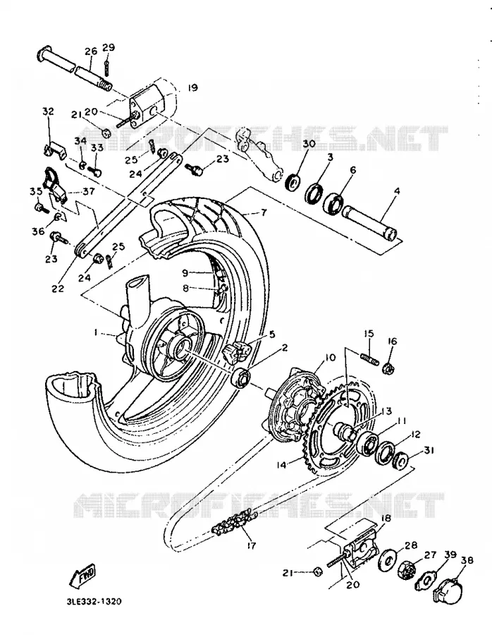 ROUE ARRIERE Yamaha MOTO 1000 1993 FZR  FZR1000