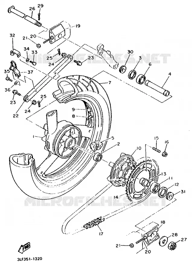 ROUE ARRIERE Yamaha MOTO 1000 1993 FZR  FZR1000