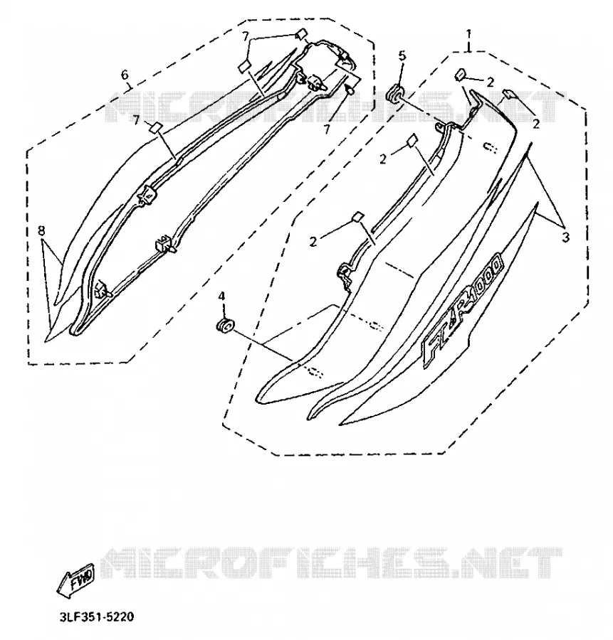 COUVERCLE LATERAL Yamaha MOTO 1000 1995 FZR  FZR1000