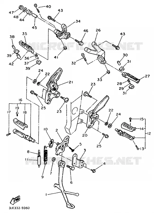 SUPPORT / REPOSE PIEDS Yamaha MOTO 1000 1995 FZR  FZR1000