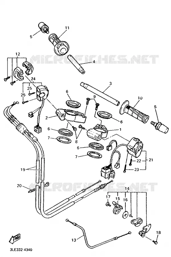 GUIDON ET CABLES Yamaha MOTO 1000 1994 FZR  FZR1000F