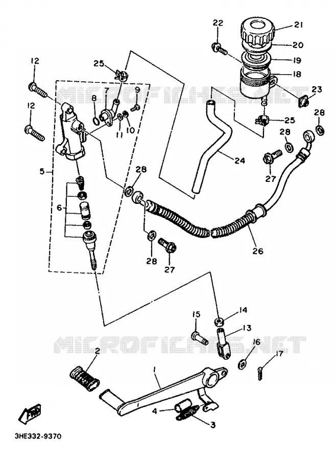 MAITRE CYLINDRE DE FREIN ARRIERE Yamaha MOTO 500 1989 FZR  FZR500