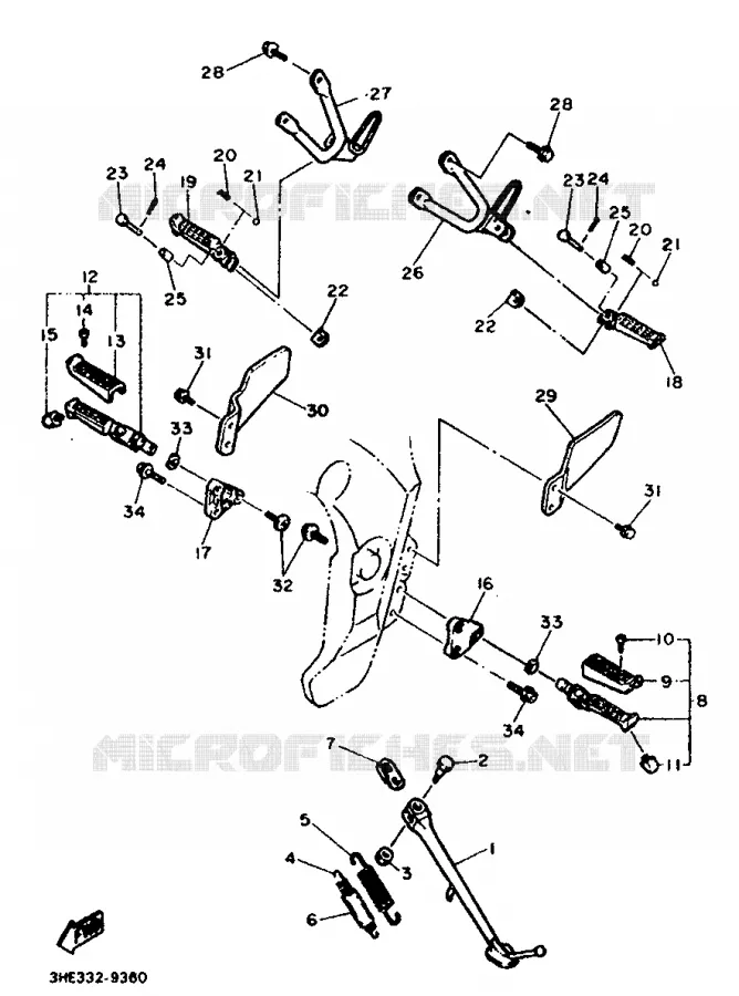 SUPPORT / REPOSE PIEDS Yamaha MOTO 500 1992 FZR  FZR500