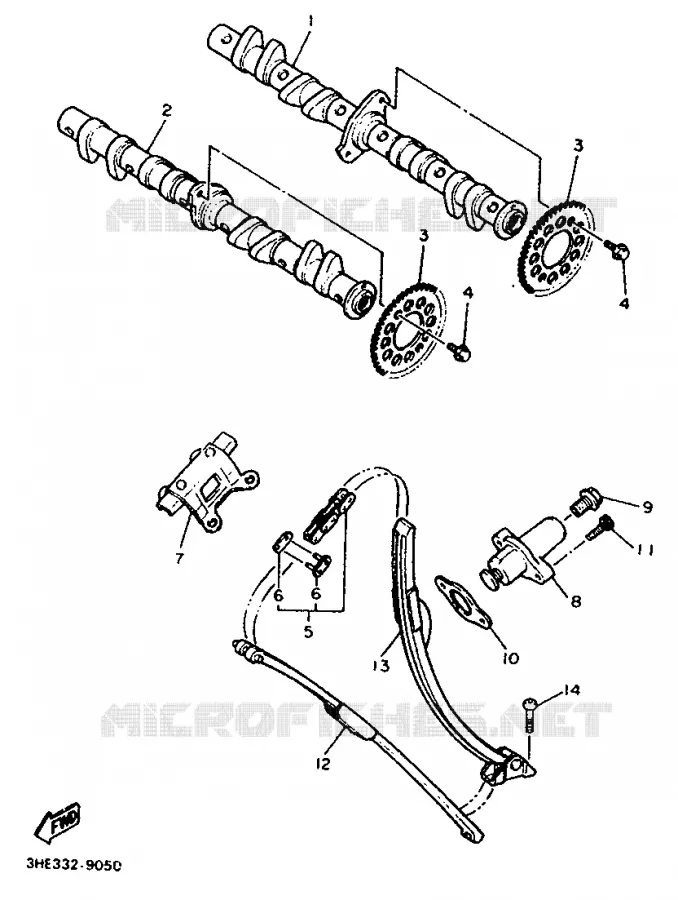 ARBRE A CAMES / CHAINE DE DISTRIBUTION Yamaha MOTO 600 1990 FZR  FZR600