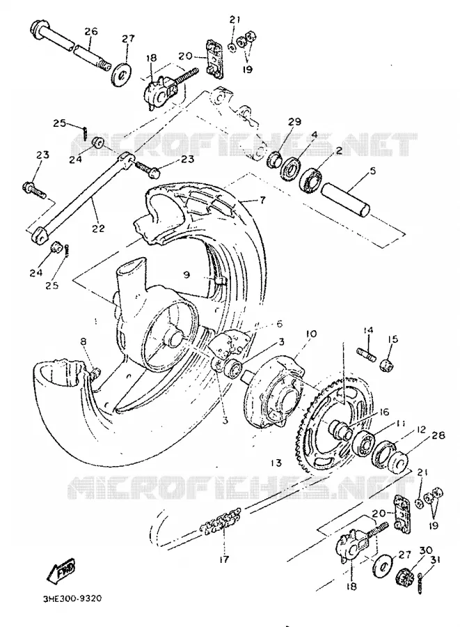 ROUE ARRIERE Yamaha MOTO 600 1990 FZR  FZR600