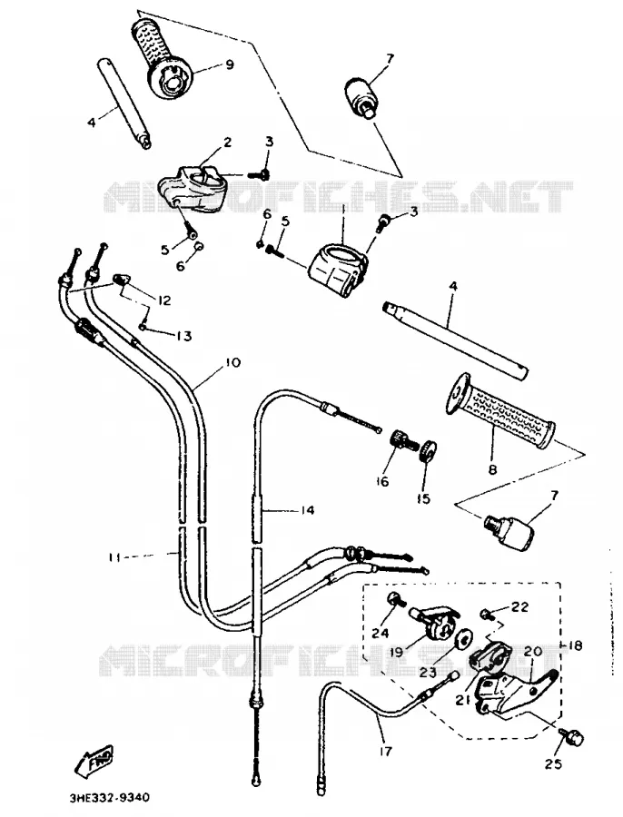 GUIDON ET CABLES Yamaha MOTO 600 1989 FZR  FZR600M (37KW)