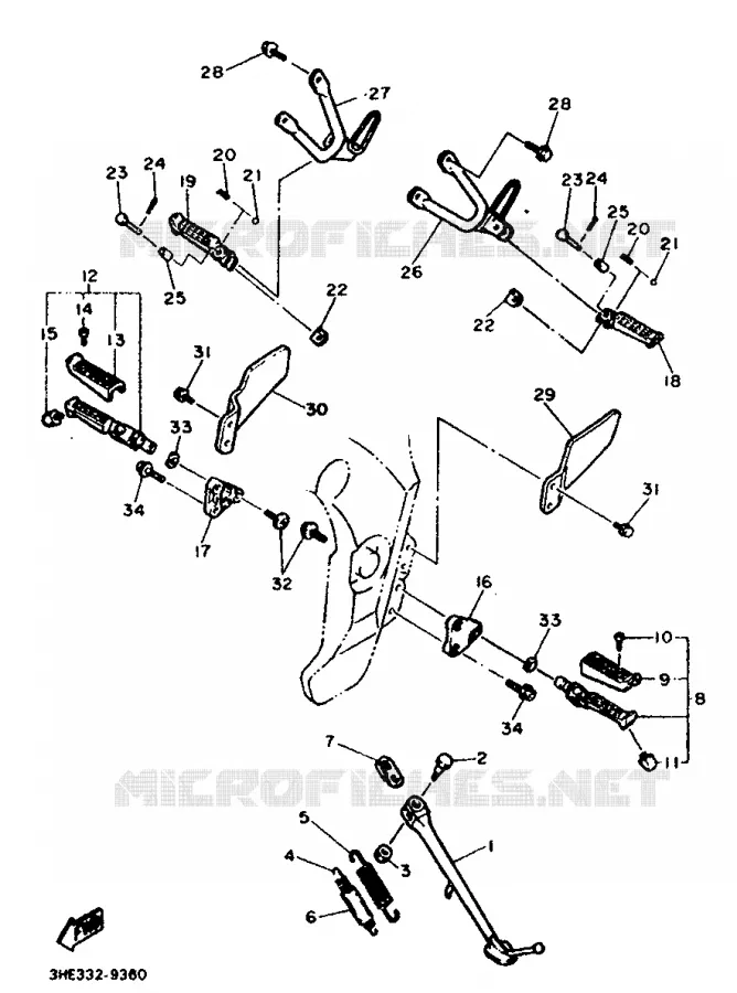 SUPPORT / REPOSE PIEDS Yamaha MOTO 600 1989 FZR  FZR600M (37KW)