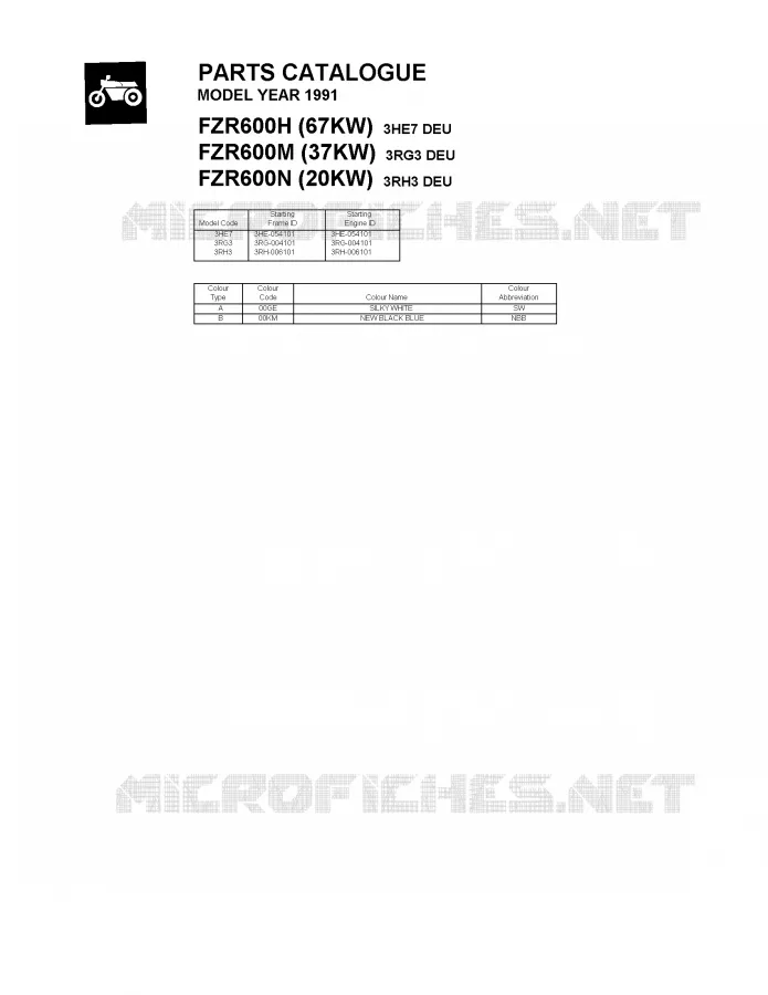* CATALOG PREFACE * Yamaha MOTO 600 1991 FZR  FZR600M (37KW)