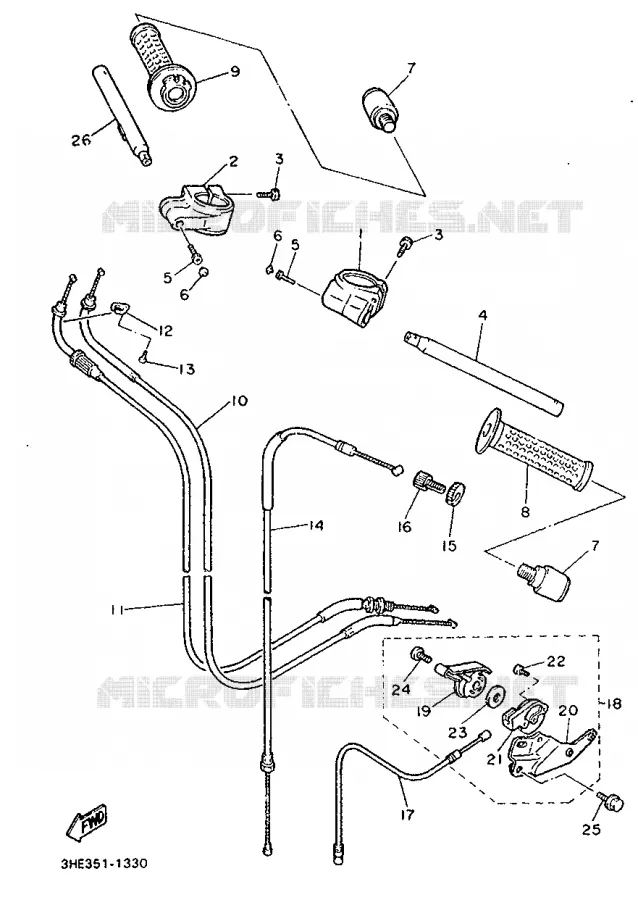 GUIDON ET CABLES Yamaha MOTO 600 1991 FZR  FZR600N (20KW)