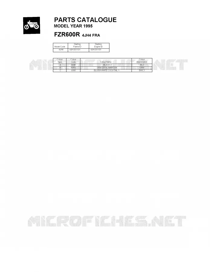 * CATALOG PREFACE * Yamaha MOTO 600 1995 FZR  FZR600R