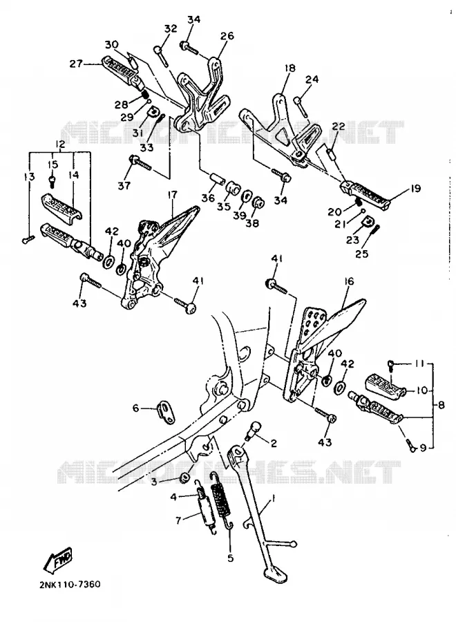 SUPPORT / REPOSE PIEDS Yamaha MOTO 750 1988 FZR  FZR750R