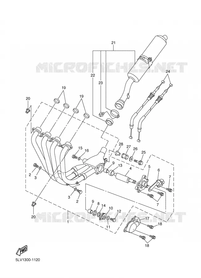 ECHAPPEMENT Yamaha MOTO 1000 2001 FAZER  FZS1000