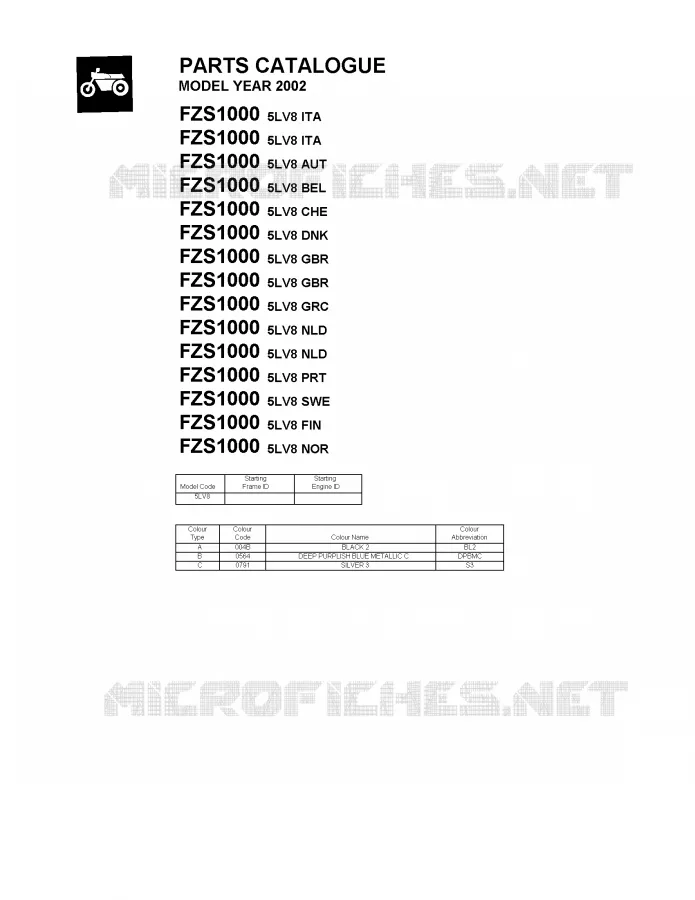 * CATALOG PREFACE * Yamaha MOTO 1000 2002 FAZER  FZS1000