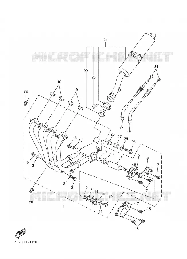 ECHAPPEMENT Yamaha MOTO 1000 2003 FAZER  FZS1000