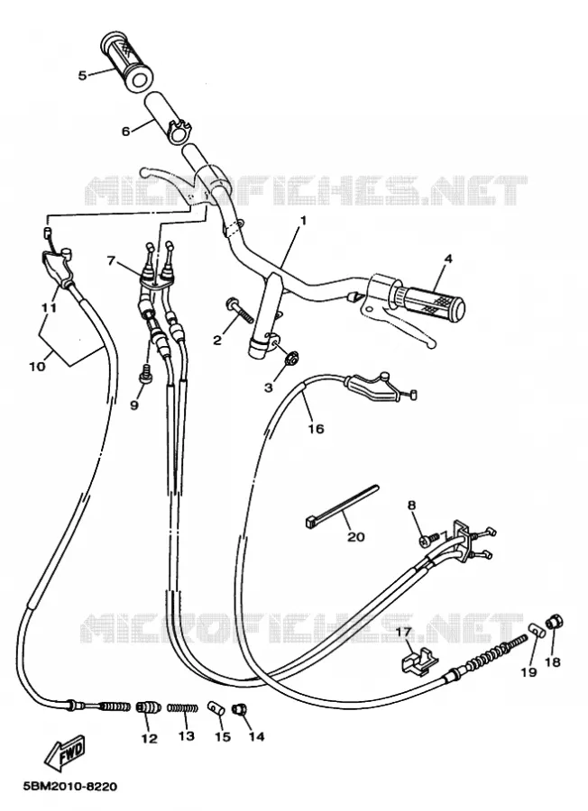 GUIDON ET CABLES Yamaha SCOOTER 50 1998 JOG  YV50 NEW JOG