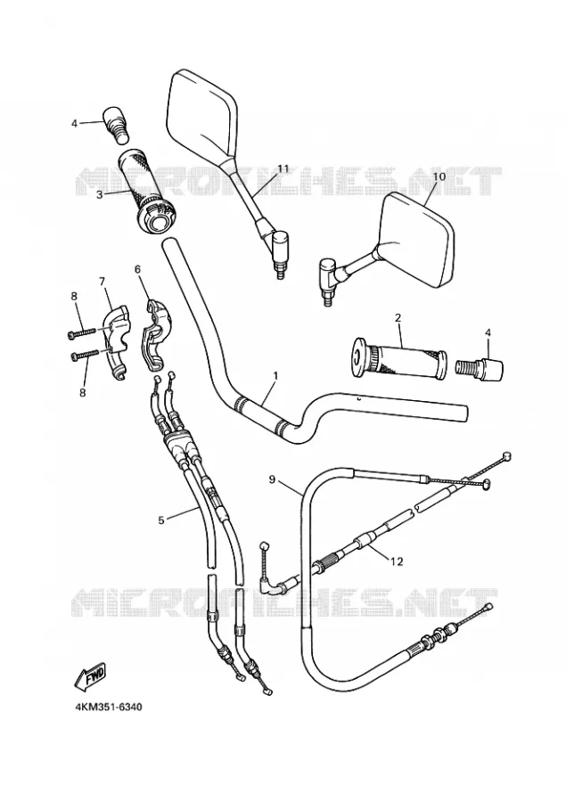 GUIDON ET CABLES Yamaha MOTO 900 1998 DIVERSION  XJ900S