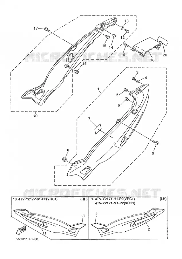 COUVERCLE LATERAL Yamaha MOTO 600 1998 THUNDERCAT  YZF600R YZF600RKC YZF