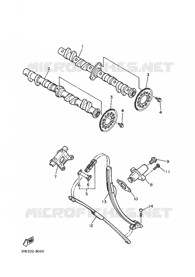 ARBRE A CAMES / CHAINE DE DISTRIBUTION Yamaha MOTO 600 1997 FZR GENESIS  FZR600 GENESIS